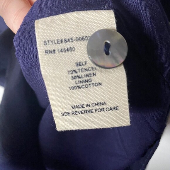 Mo Vint New York Black Shirt Dress XS Short Sleeve Anthropologie Linen Blue - Picture 9 of 11